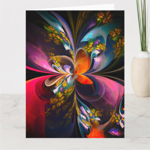 Modernes Abstraktes Blumenmuster Red Blue #13 Dankeskarte