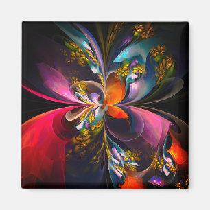 Modernes Abstraktes Blumenmuster Red Blue #13 Magnet