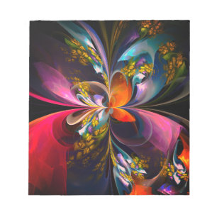 Modernes Abstraktes Blumenmuster Red Blue #13 Notizblock