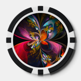 Modernes Abstraktes Blumenmuster Red Blue #13 Pokerchips
