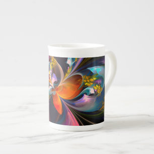 Modernes Abstraktes Blumenmuster Red Blue #13 Prozellantasse