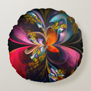 Modernes Abstraktes Blumenmuster Red Blue #13 Rundes Kissen