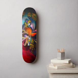 Modernes Abstraktes Blumenmuster Red Blue #13 Skateboard
