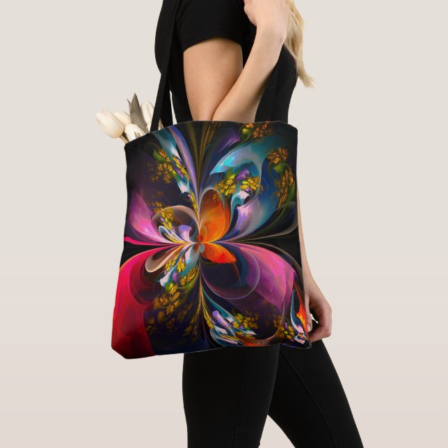 Modernes Abstraktes Blumenmuster Red Blue #13 Tasche (Von Nahem)