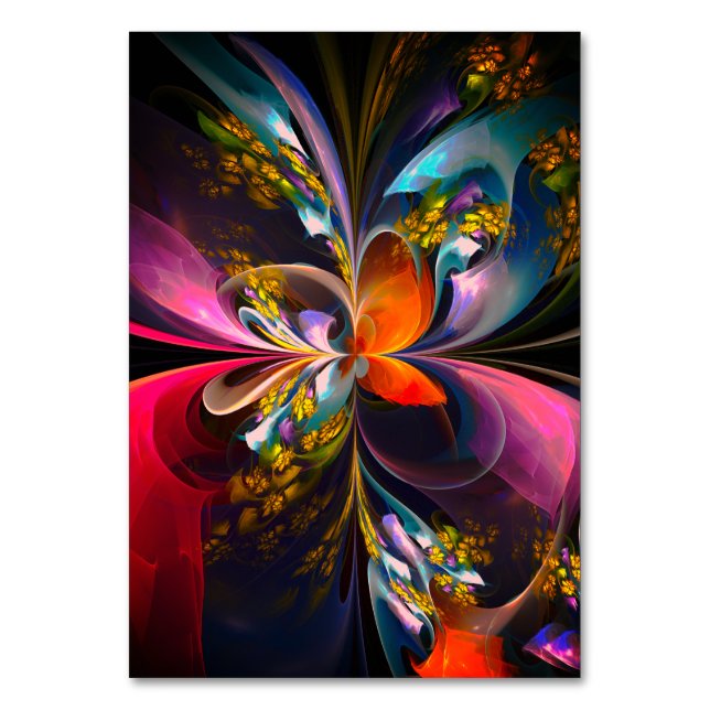 Modernes Abstraktes Blumenmuster Red Blue #13 Tischnummer (Vorderseite)