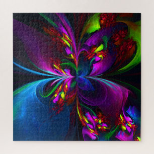 Modernes Abstraktes Blumenmuster Red Blue #15