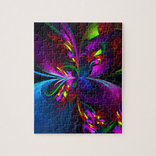 Modernes Abstraktes Blumenmuster Red Blue #15 (Vertikal)