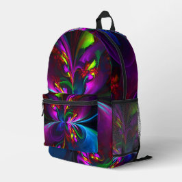 Modernes Abstraktes Blumenmuster Red Blue #15 Bedruckter Rucksack
