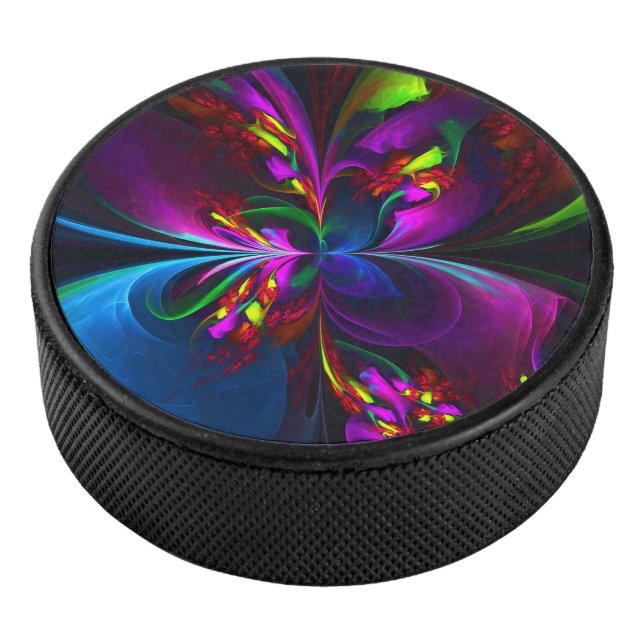 Modernes Abstraktes Blumenmuster Red Blue #15 Eishockey Puck (3/4)