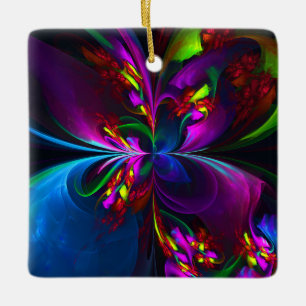 Modernes Abstraktes Blumenmuster Red Blue #15 Keramikornament