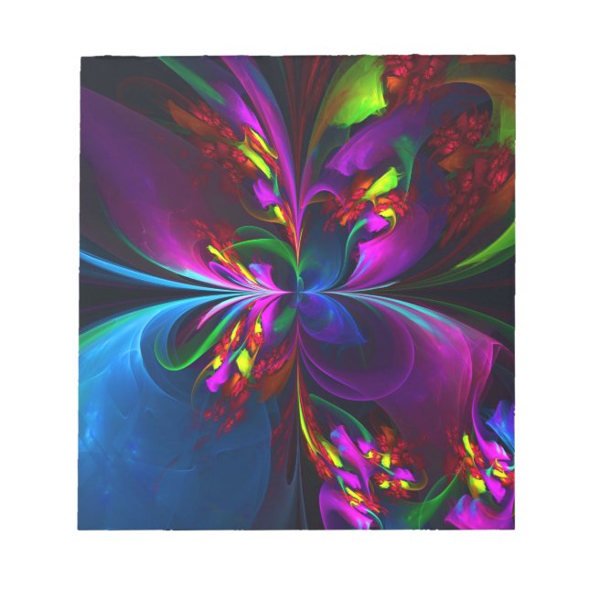 Modernes Abstraktes Blumenmuster Red Blue #15 Notizblock (Vorderseite)