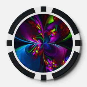 Modernes Abstraktes Blumenmuster Red Blue #15 Pokerchips