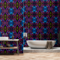 Modernes Abstraktes Blumenmuster Red Blue #15