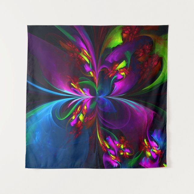 Modernes Abstraktes Blumenmuster Red Blue #15 Wandteppich (Vorderseite)