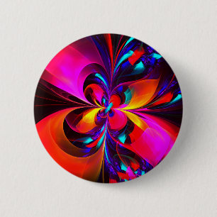 Modernes Abstraktes Blumenmuster Red Blue Muster # Button