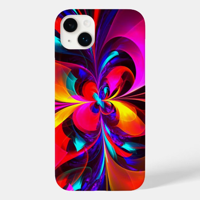 Modernes Abstraktes Blumenmuster Red Blue Muster # Case-Mate iPhone 14 Plus Hülle (Rückseite)