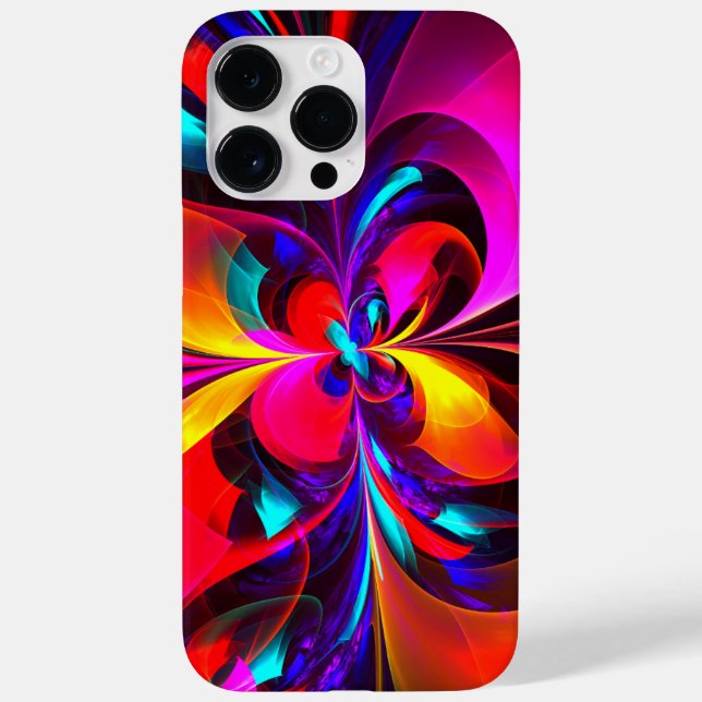 Modernes Abstraktes Blumenmuster Red Blue Muster # Case-Mate iPhone 14 Pro Max Hülle (Rückseite)