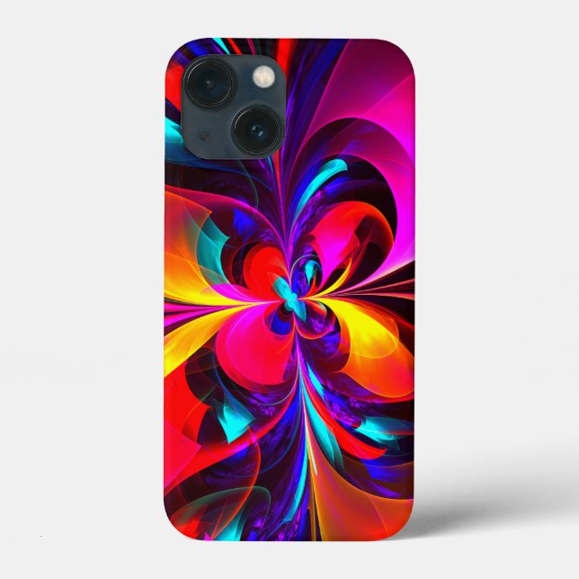 Modernes Abstraktes Blumenmuster Red Blue Muster # Case-Mate iPhone Hülle (Rückseite)