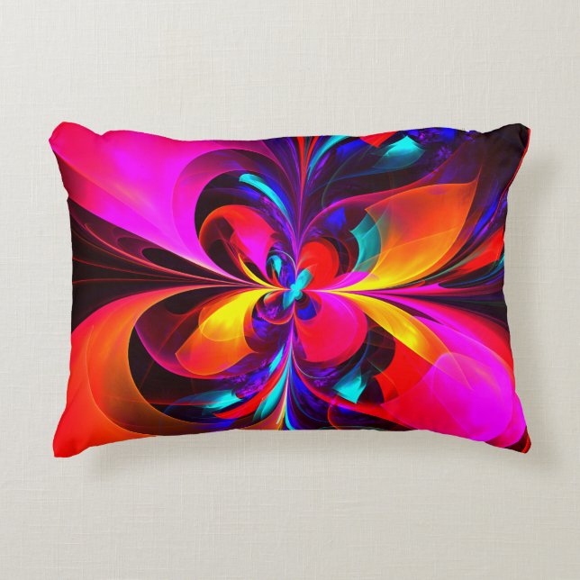 Modernes Abstraktes Blumenmuster Red Blue Muster # Dekokissen (Vorderseite)