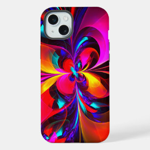 Modernes Abstraktes Blumenmuster Red Blue Muster # iPhone 15 Plus Hülle