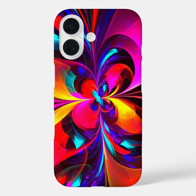 Modernes Abstraktes Blumenmuster Red Blue Muster # iPhone 16 Hülle (Rückseite)