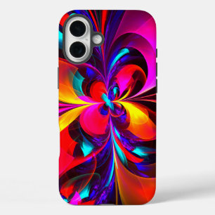 Modernes Abstraktes Blumenmuster Red Blue Muster # iPhone 16 Plus Hülle