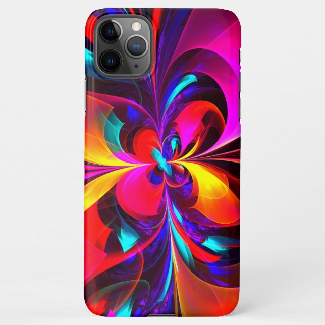 Modernes Abstraktes Blumenmuster Red Blue Muster # iPhone Hülle (Rückseite)