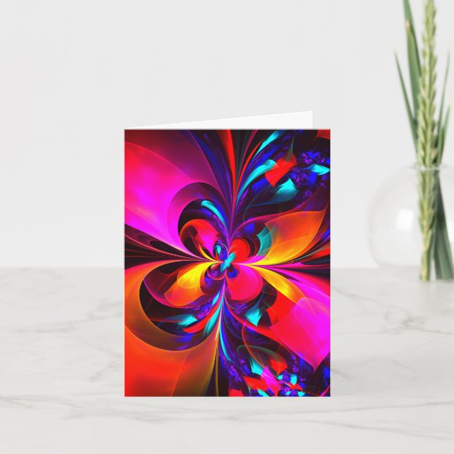 Modernes Abstraktes Blumenmuster Red Blue Muster # Karte (Vorderseite)
