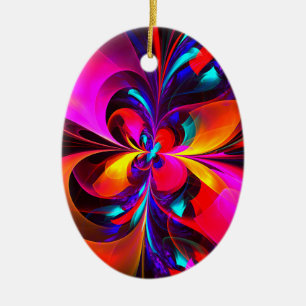 Modernes Abstraktes Blumenmuster Red Blue Muster # Keramik Ornament