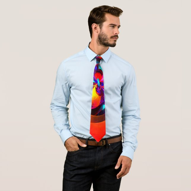 Modernes Abstraktes Blumenmuster Red Blue Muster # Krawatte (Beispiel)