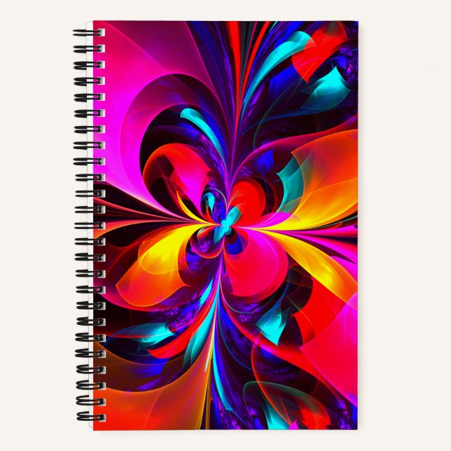Modernes Abstraktes Blumenmuster Red Blue Muster # Notizbuch (Vorderseite)