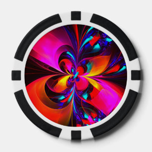 Modernes Abstraktes Blumenmuster Red Blue Muster # Pokerchips