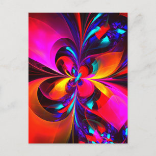 Modernes Abstraktes Blumenmuster Red Blue Muster # Postkarte
