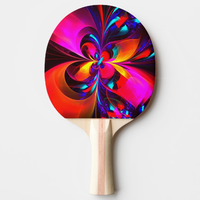 Modernes Abstraktes Blumenmuster Red Blue Muster # Tischtennis Schläger (Vorderseite)