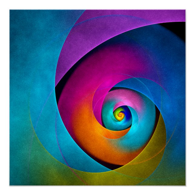 Modernes Abstraktes Blumenmuster Rosa Blaues Muste Poster (Vorderseite)