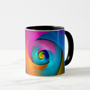 Modernes Abstraktes Blumenmuster Rosa Blaues Muste Tasse