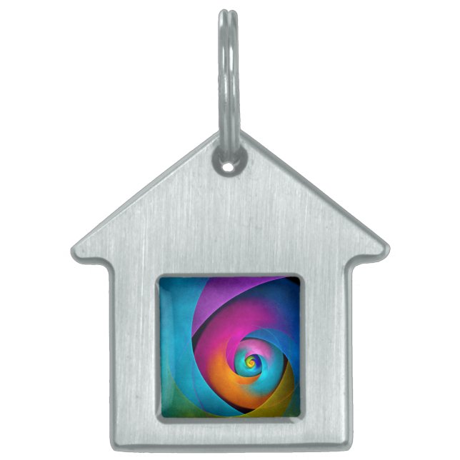 Modernes Abstraktes Blumenmuster Rosa Blaues Muste Tiermarke (Vorderseite)