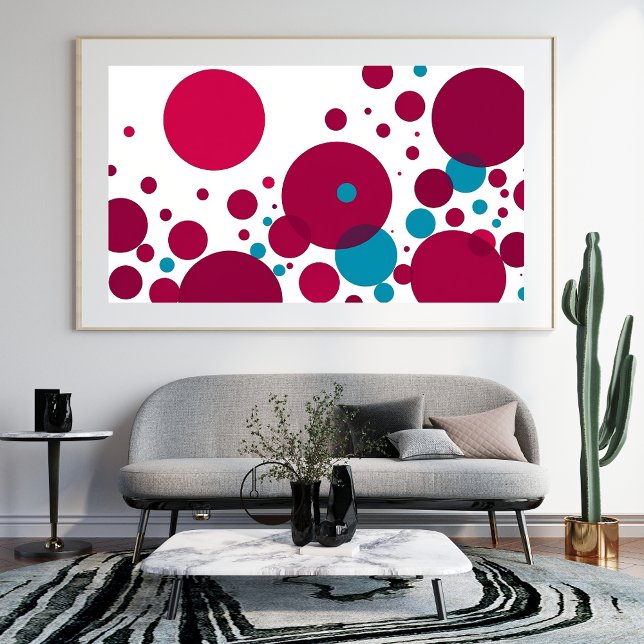 Modernes Abstraktes Circle Pattern Red Blue Geomet Fotodruck (Von Creator hochgeladen)