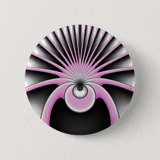 Modernes Abstraktes Crazy Fraktal Art Muster Button (Vorderseite)