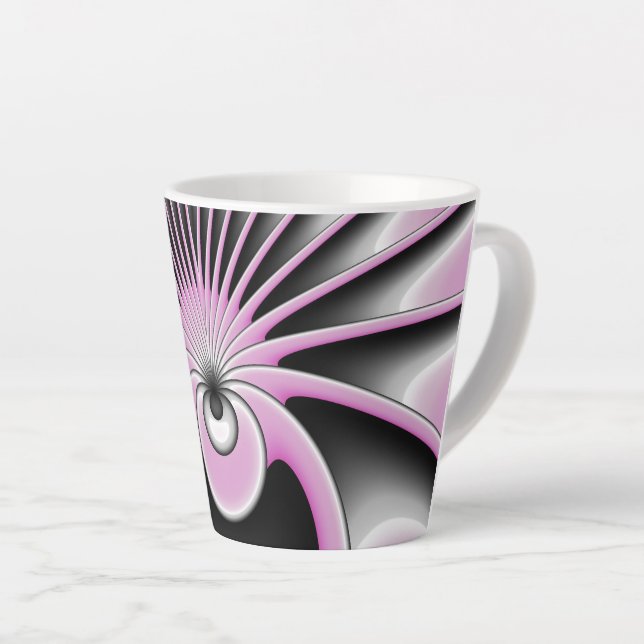 Modernes Abstraktes Crazy Fraktal Art Muster Milchtasse (Rechte Ecke)