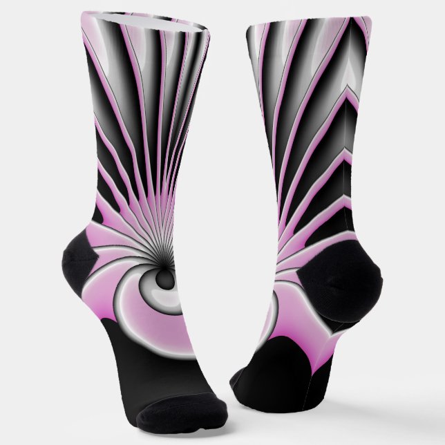 Modernes Abstraktes Crazy Fraktal Art Muster Socken (Gewinkelt)