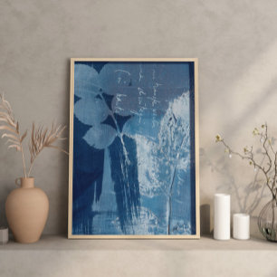 Modernes Abstraktes Cyan Blue Botanical Poster