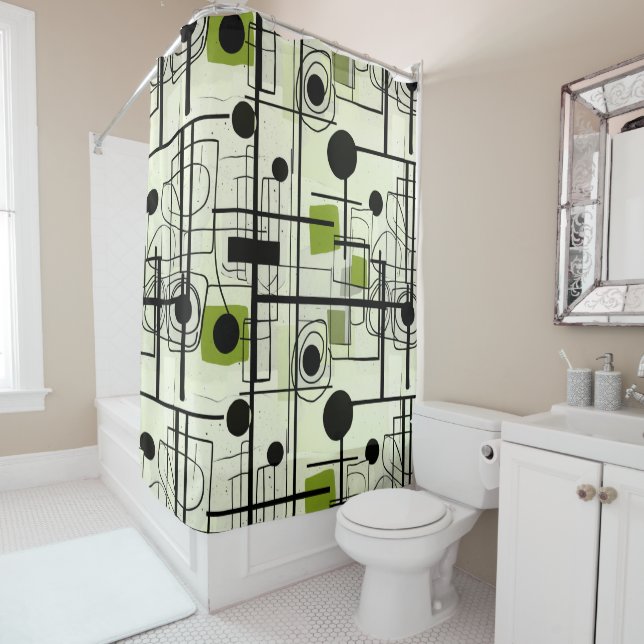 Modernes abstraktes Design, dynamische Linien Thro Duschvorhang (Beispiel)