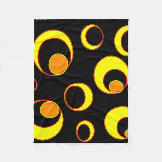 Modernes abstraktes Design, gelbe Kreise auf schwa Fleecedecke (Vorderseite)