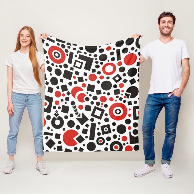 Modernes Abstraktes Design Rot Schwarz Fleecedecke (Beispiel)