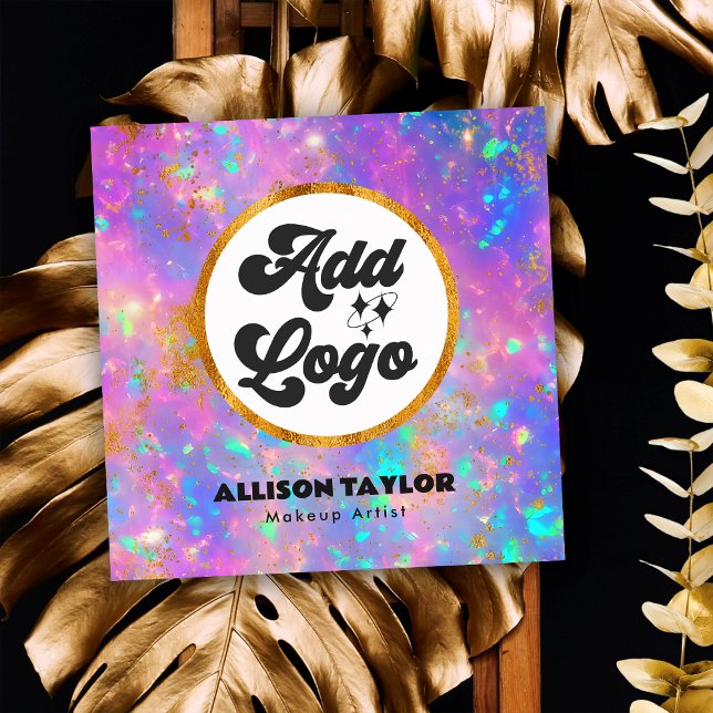 Modernes Abstraktes Edelstein-Add-Logo Quadratische Visitenkarte (Front)