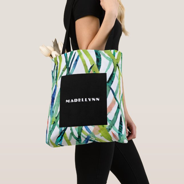 Modernes Abstraktes Farbleaf-Monogramm Tasche (Von Nahem)