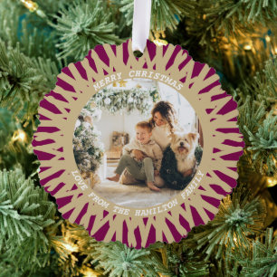 Modernes Abstraktes Foto Text Personalisiert Weihn Ornament Karte