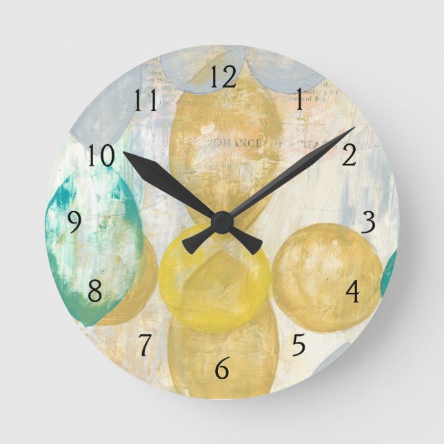 Modernes Abstraktes Gemälde auf Zeitungspapier Runde Wanduhr (Vorderseite)