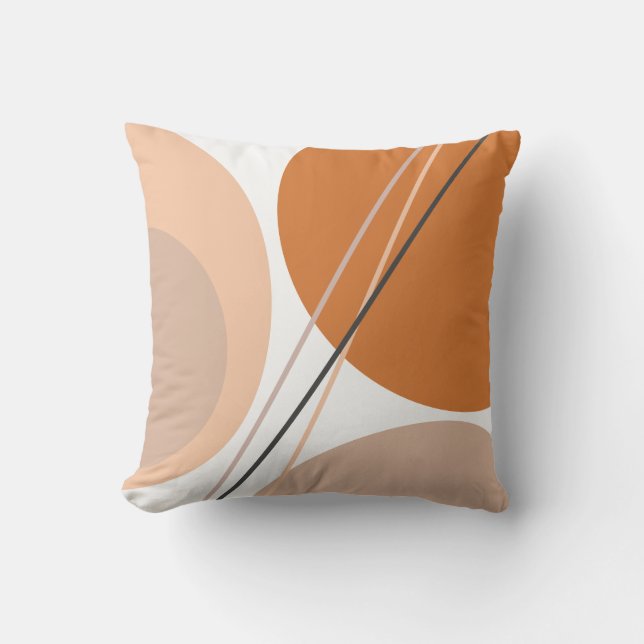Modernes Abstraktes Geo Pastel Brown Creme Pink Kissen (Vorderseite)